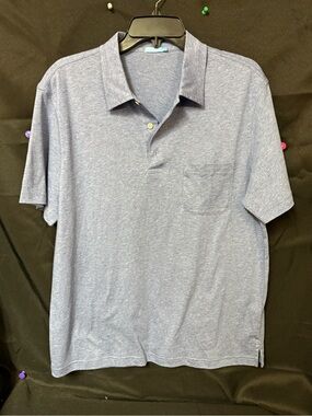 J. McLaughlin Light Heather Blue Polo with Chest Pocket